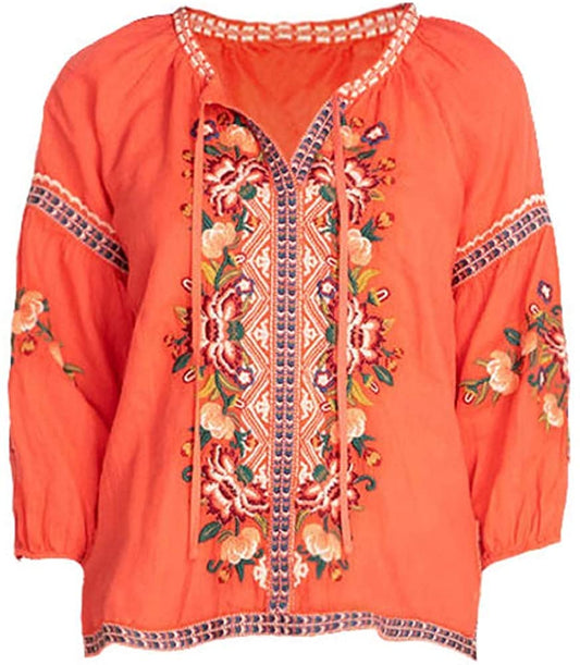 Johnny Was Juliene Candy Land Peasant Blouse