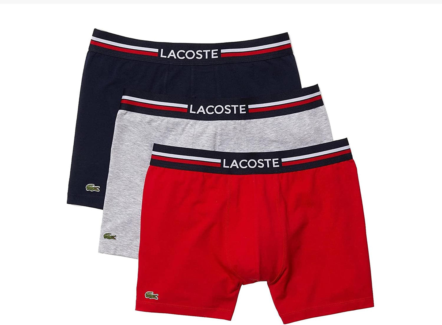 Lacoste Boxer Briefs 3-Pack French Flag Iconic Lifestyle Red Blue Gray Brief