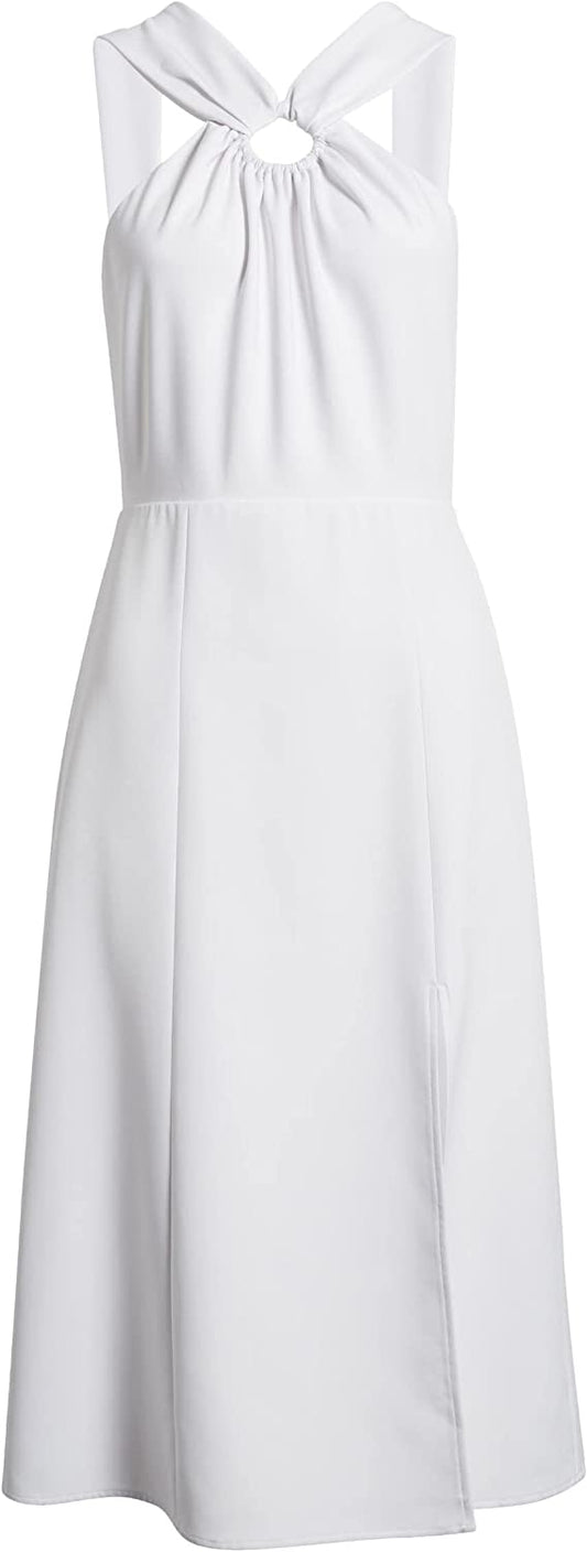 French Connection Women's Ring Detail Crepe A-Line Cocktail Dress, Solid White