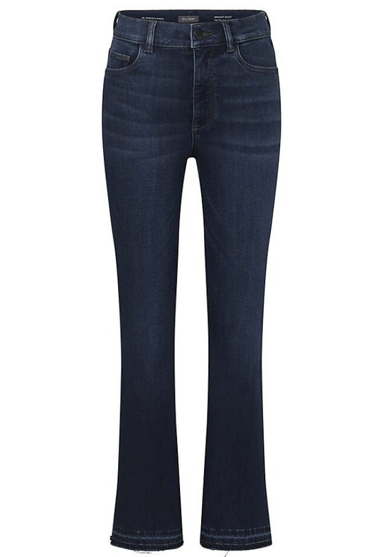DL1961 Women Bridget Boot: High Rise Instasculpt Crop Dark Indigo Released Jeans