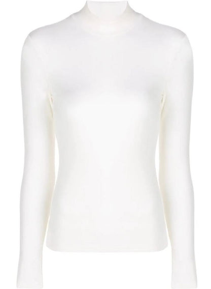 Theory Women's Thin Ribbed Turtle Mock Neck Top Ivory