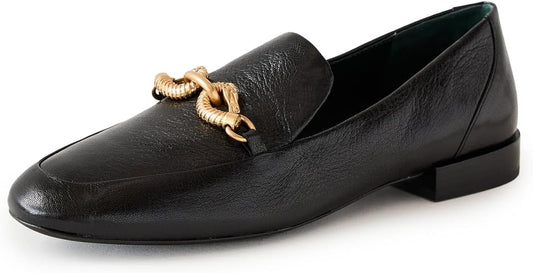 Tory Burch Women Jessa Classic Loafers Perfect Black/Gold Leather Shoes