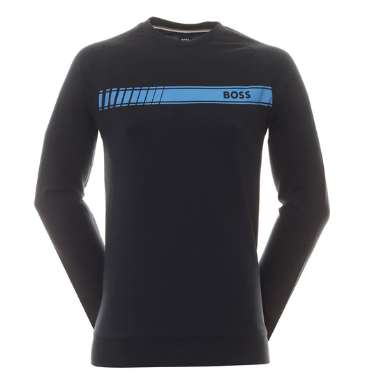 HUGO BOSS Authentic Logo Pullover Cotton Sweatshirt Dark Navy Blue
