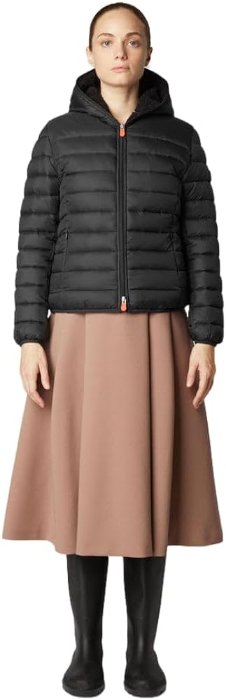 Save The Duck Womens Ethel Faux Fur Lining Hooded Puffer Jacket Coat