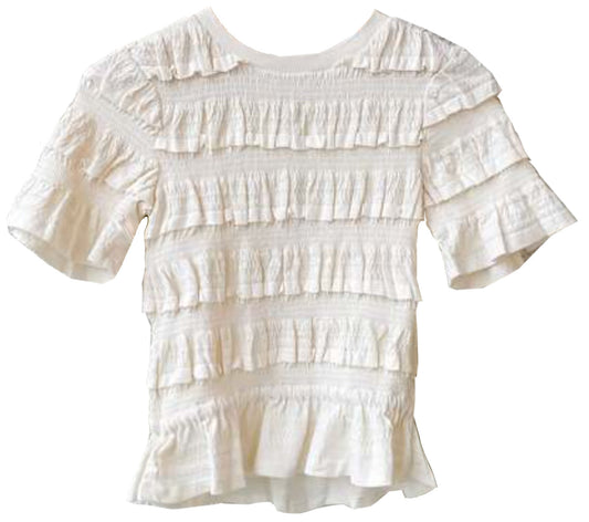 Sea New York Women's Mable Cambric Short Sleeve Ivory Smocked Top