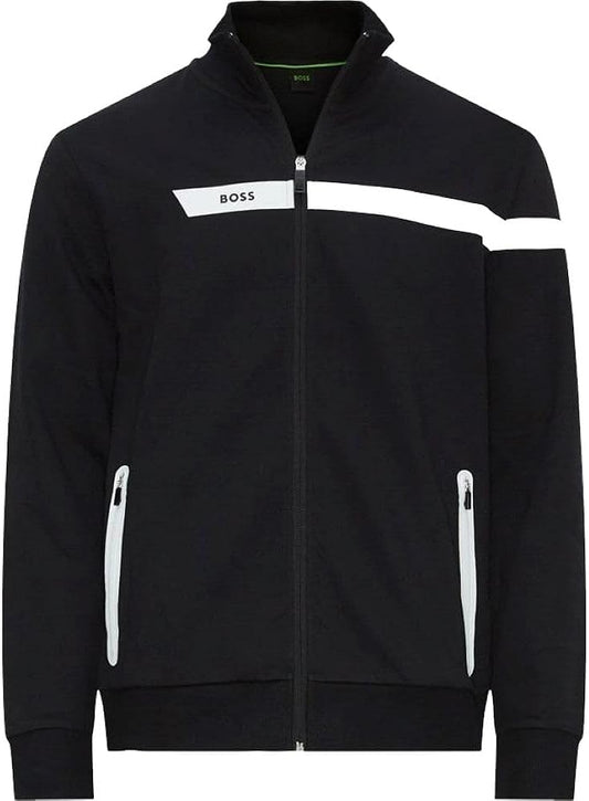 Hugo Boss Men Skaz 1 001-Black Full Zip Cotton Sweatshirt