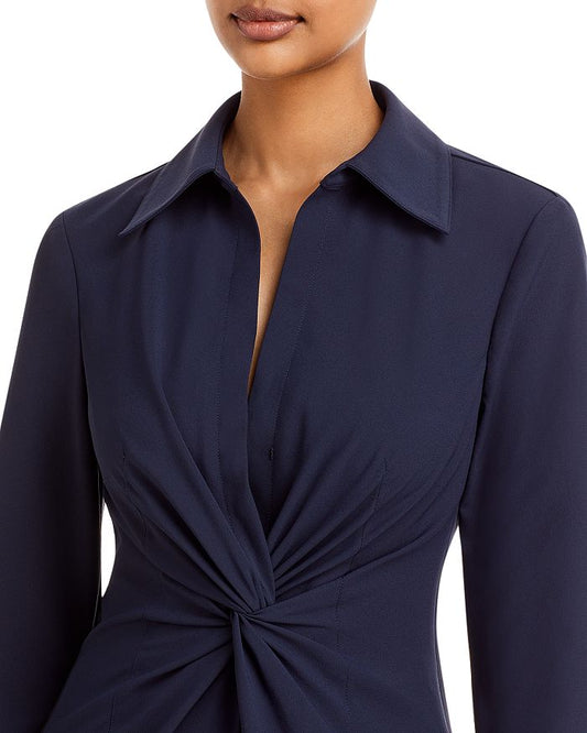 Cinq A Sept Women's Navy Blue Mckenna Twisted Front Collared Midi Dress