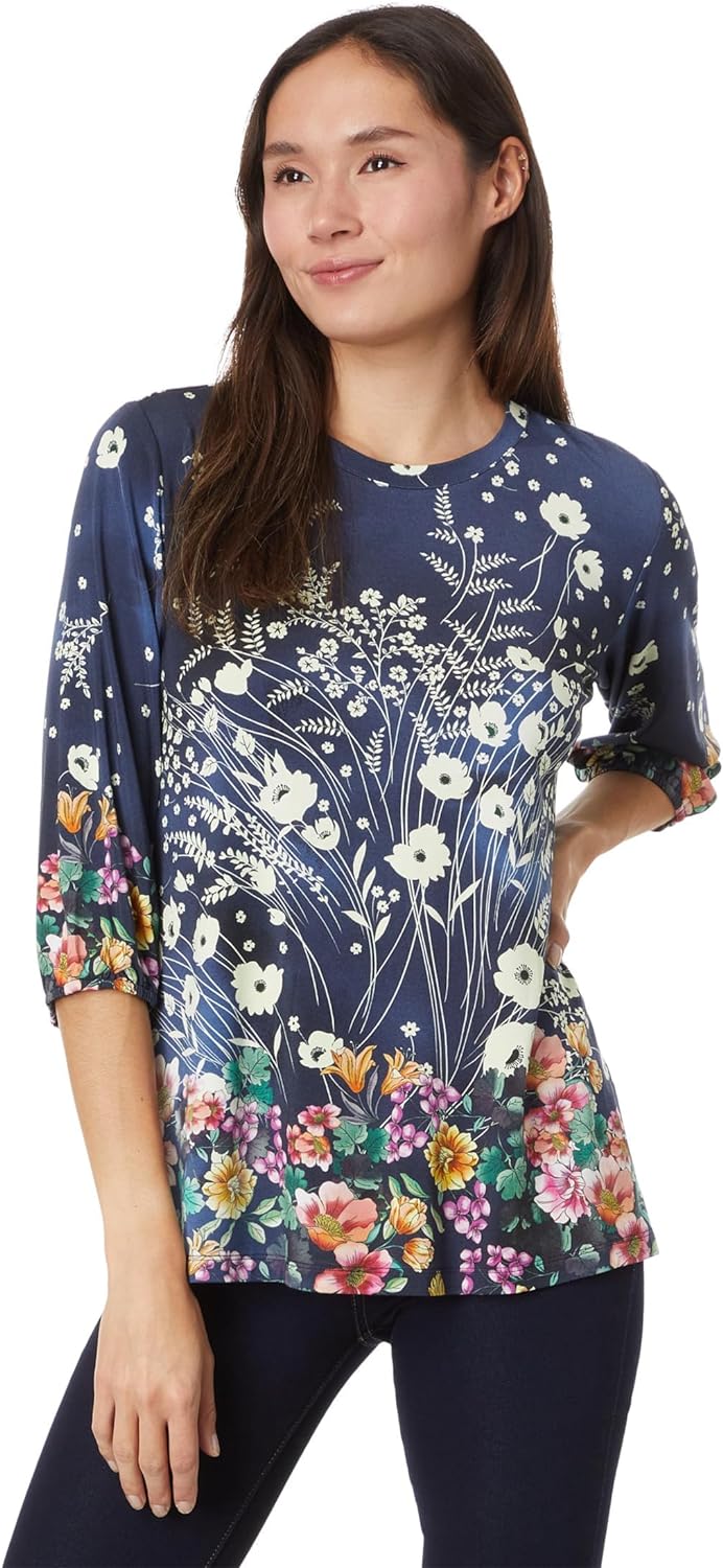 Johnny Was Women's The Janie Favorite 3/4 Puff Sleeve Top Multi