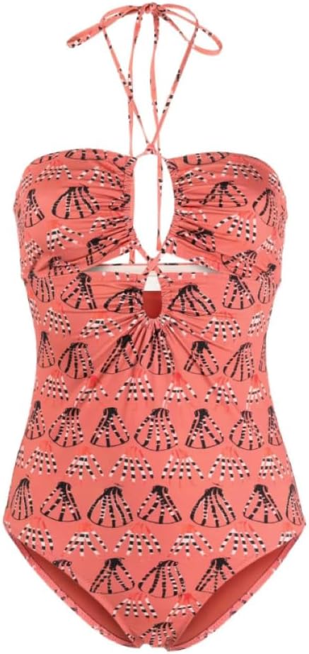 Ulla Johnson Women Minorca Maillot Rosa Halter Cuot-Out One-Piece Swimsuit