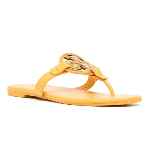 Tory Burch Women's Peachy Gold Metal Miller Slides Soft Sandals
