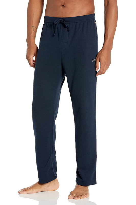 Hugo Boss mens Waffle Cotton Blend Lounge Sweatpants, Navy Blue Track Pants