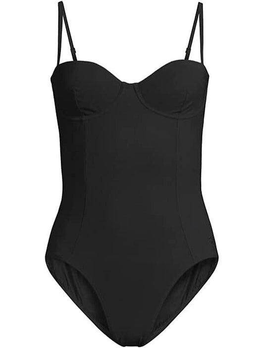 Tory Burch Women's Solid Underwire Removable Padding One Piece Black