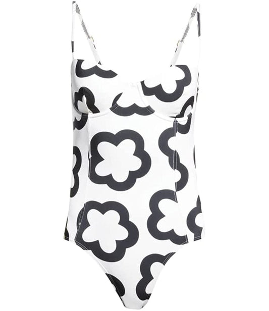 Tory Burch Women The Flower French Cream Printed Underwire One-Piece Swimsuit