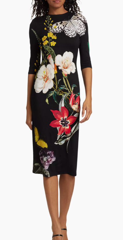 alice + olivia Delora Crewneck Midi-Dress, Essential Floral