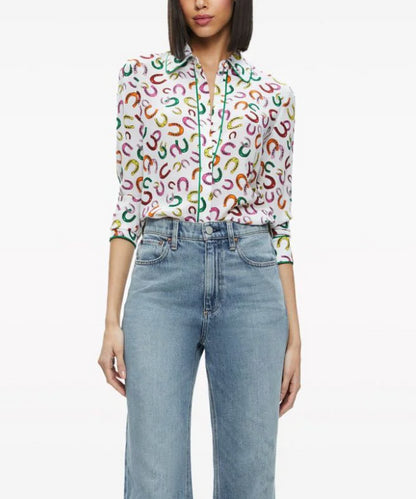 alice + olivia Willa Placket Top with Piping, Lucky You