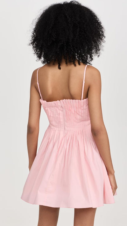 STAUD Women's Mini Bella Dress, Pearl Pink
