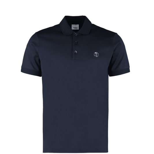 Burberry Men's Finlay Navy Blue Cotton Short Sleeve Logo Polo T-Shirt