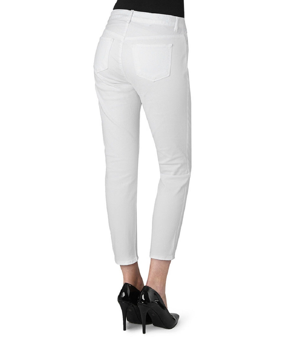 J Brand Tessa White High Rise Cotton Tapered Crop Jeans