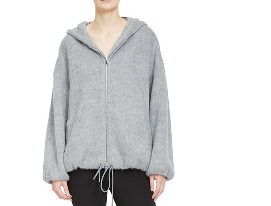Theory Women's Oversized Gray Zip Up Hoodie Jacket