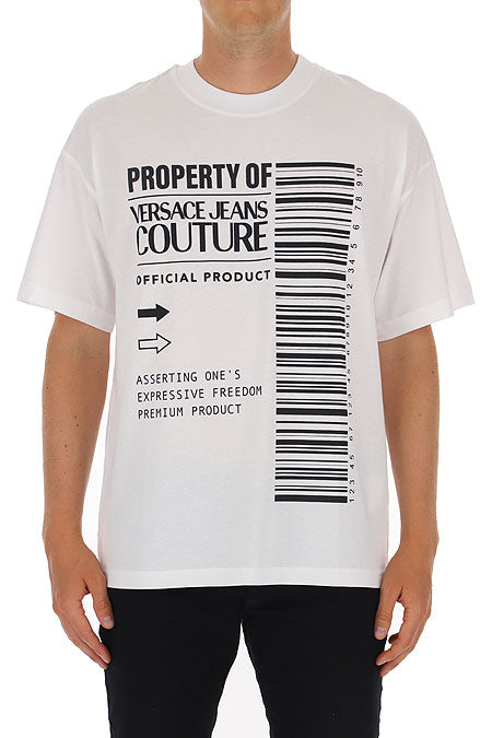 Versace Jeans Couture Men's White Arrow Logo Short Sleeve Crew Neck T-Shirt