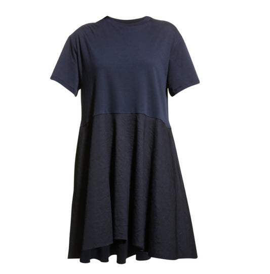 Theory Women's Concord Tier Flared Tee Dress Navy Blue