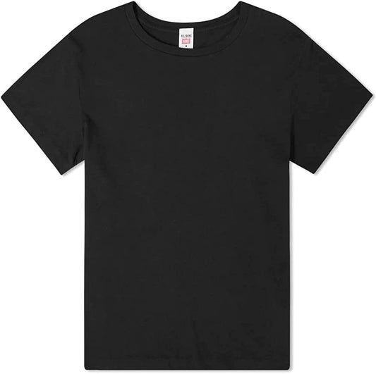 RE/DONE Women's x Hanes Collab Classic Tee Washed Black Crew Neck Short Sleeve