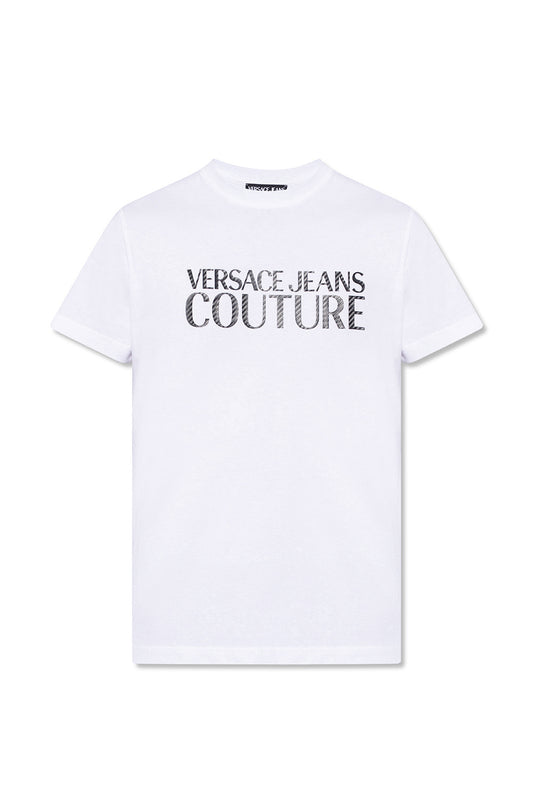 Versace Jeans Couture Men's White Black Logo Short Sleeve T-Shirt