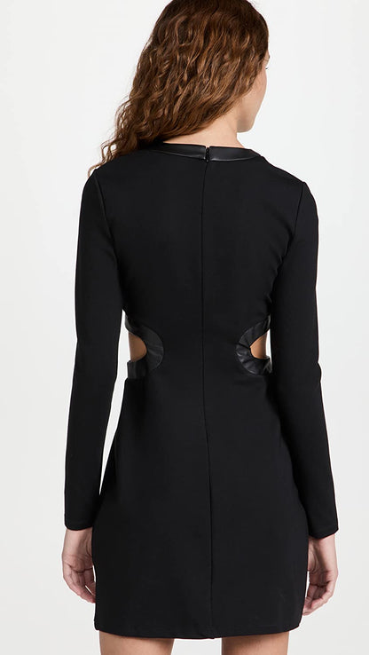 STAUD Women's Mini Long Sleeve Dolce Dress, Black/Black