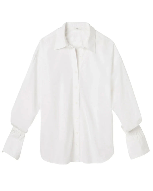 A.L.C. Women's White Cotton Oversized long Sleeve Button Down Shirt