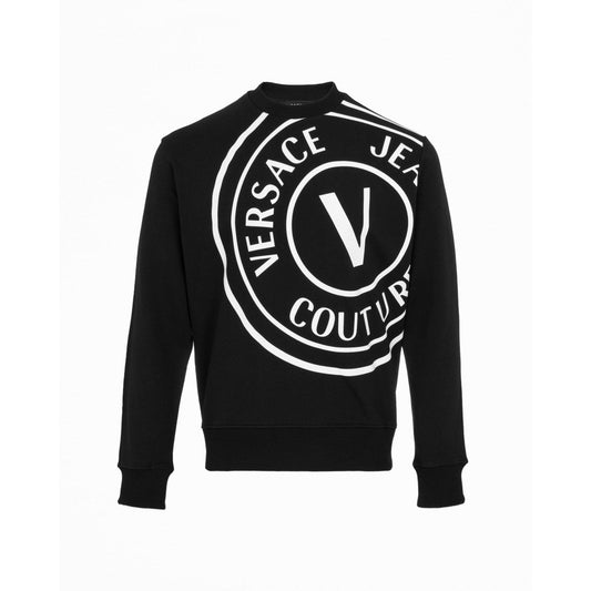 Versace Jeans Couture Men's Large White Logo Crew Neck Long Sleeve Sweatshirt