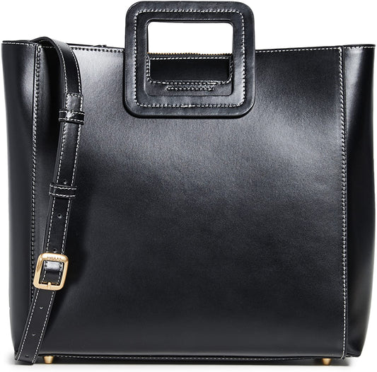 Staud Shirley Leather Tote Bag Black OS