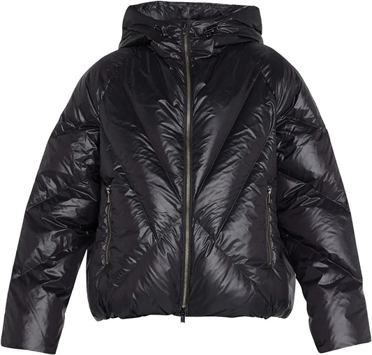 Theory Women's Black Angular Down Short Puffer Quilted Jacket Winter Coat