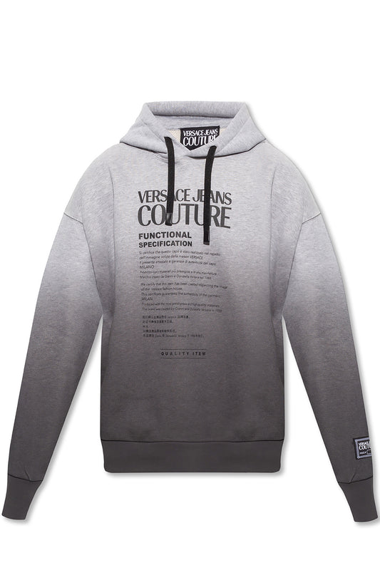 Versace Jeans Couture Men's Grey Ombre Logo Hooded Sweatshirt