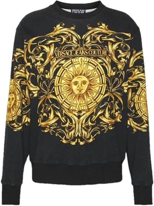 Versace Jeans Couture Men's Black Gold Medusa Baroque Cotton Sweatshirt