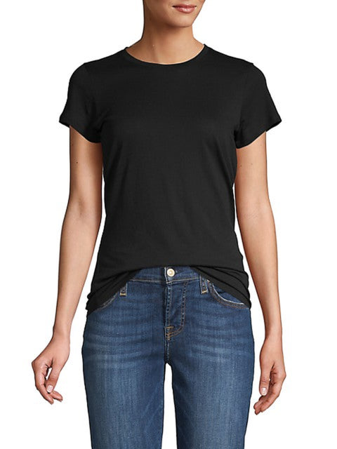 Vince Women's Essential Crew Neck Black Short Sleeve Cotton T-Shirt
