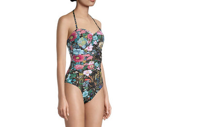 Johnny Was Women Ruched Sweetheart One Piece Swimsuit
