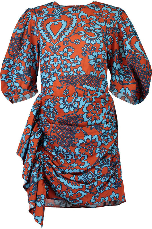 New RHODE Women's Pia Dress, Sicilia Rooibos, Blue, Orange Mini