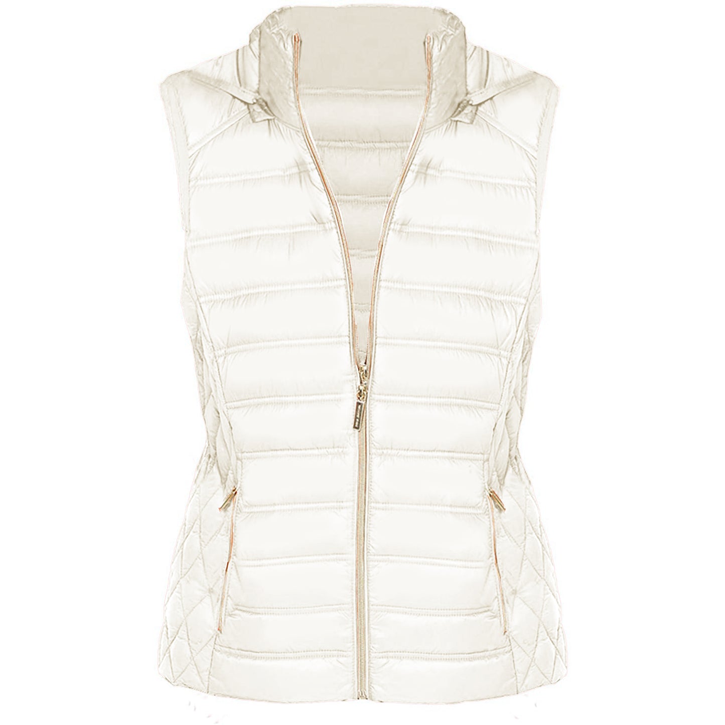 Michael Kors Women's Bone White Down Sleeveless Puffer Vest with Removable Hood