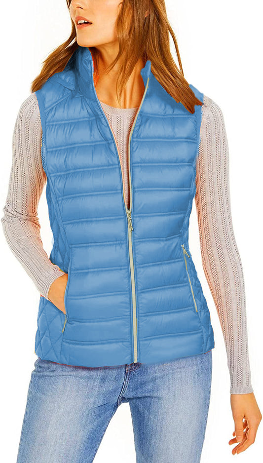 Michael Michael Kors Women's South Pacific Blue Down Puffer Vest with Removable Hood