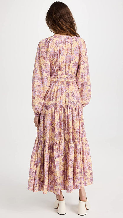 A.L.C. Women's Iman Dress, Canary/Iris Multi Floral Maxi Dress