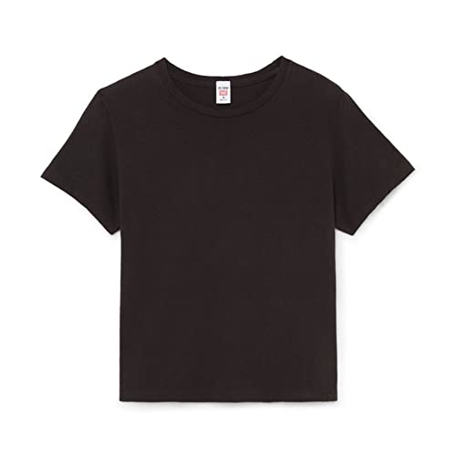 RE/DONE Women's Black Boxy Washed Black Short Sleeve Crew Neck T-Shirt