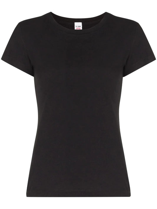 RE/DONE Women's 1960s Slim Tee, Washed Black Short Sleeve