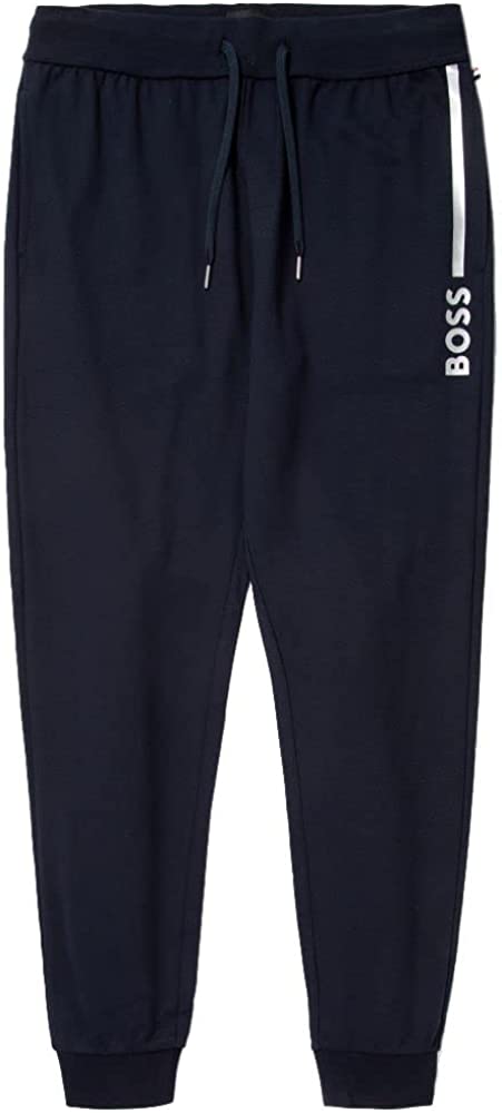 BOSS Men Lined Logo Cuff Drawstrings Sweatpants Admiral Blue