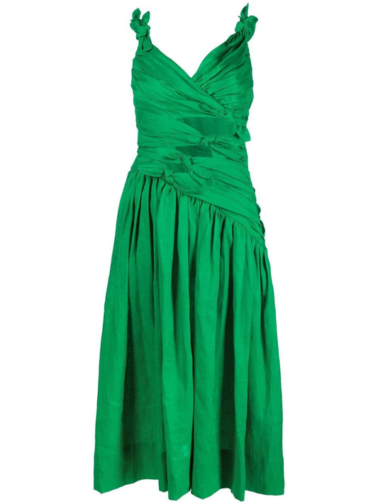Zimmermann Tiggy Bow Midi Dress Green