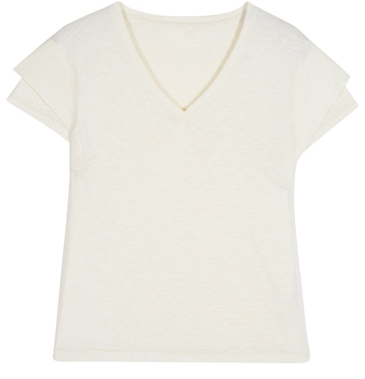 ba&sh Viny Ivory Layered Sleeve Short Sleeve Double Layered T-Shirt