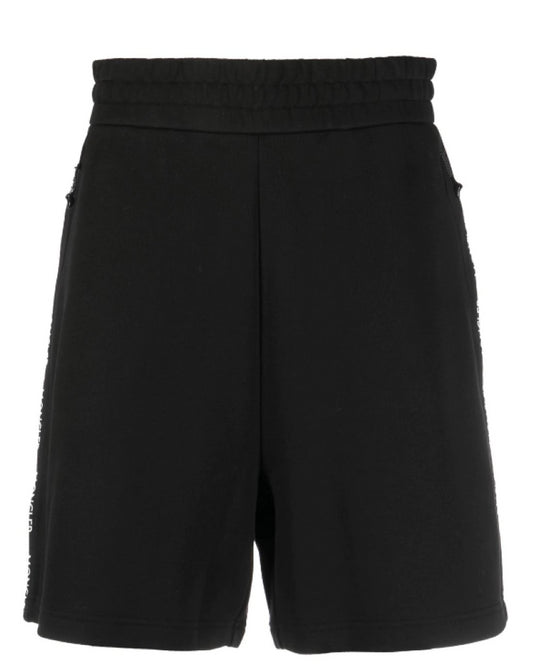 Moncler Bermuda Logo Trim Sweat Shorts Black