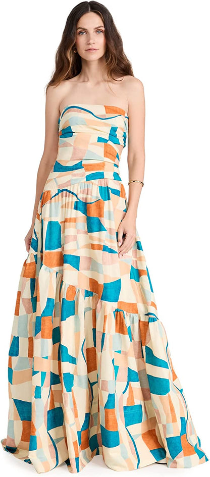 A.L.C. Women's Lark Dress, Amalfi Blue/Apricot Multicolor