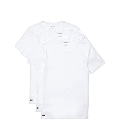 Lacoste Men's Essentials 3 Pack 100% Cotton Slim Fit Crew Neck T-Shirts, White