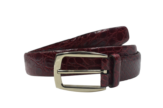 Brioni Men's Cherry Genuine Crocodile Leather Belt