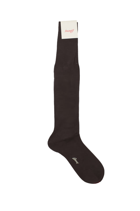 Brioni Men's Gray Caffe Dark Brown 100% Cotton Long Socks